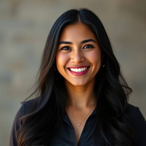 Portrait of Maria Rodriguez, the Location Manager at CineScout Locations, a smiling woman with long black hair.